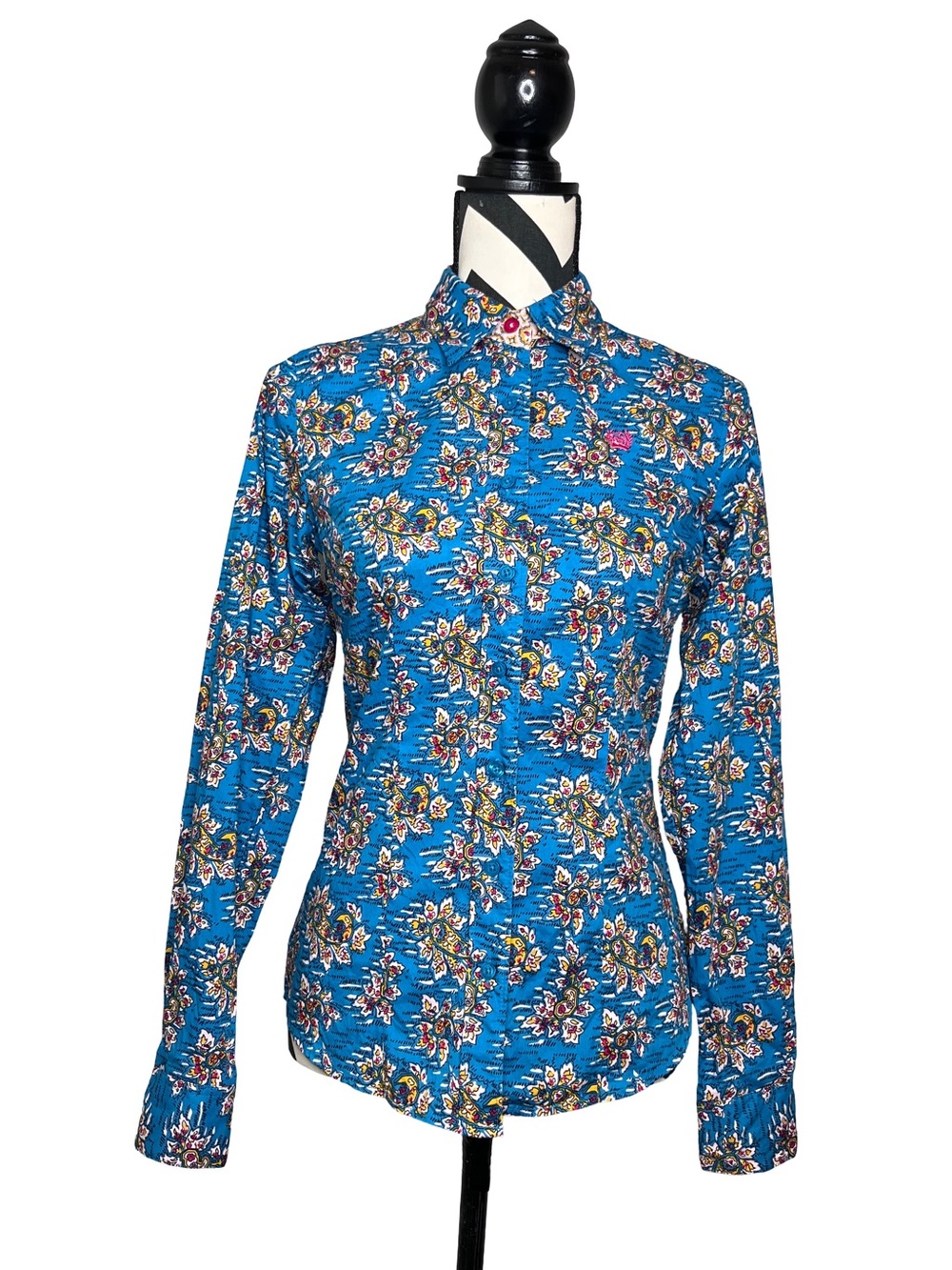 Cinch Western Floral Paisley 100% Cotton Button Front Long-Sleeve Shirt Sz XS